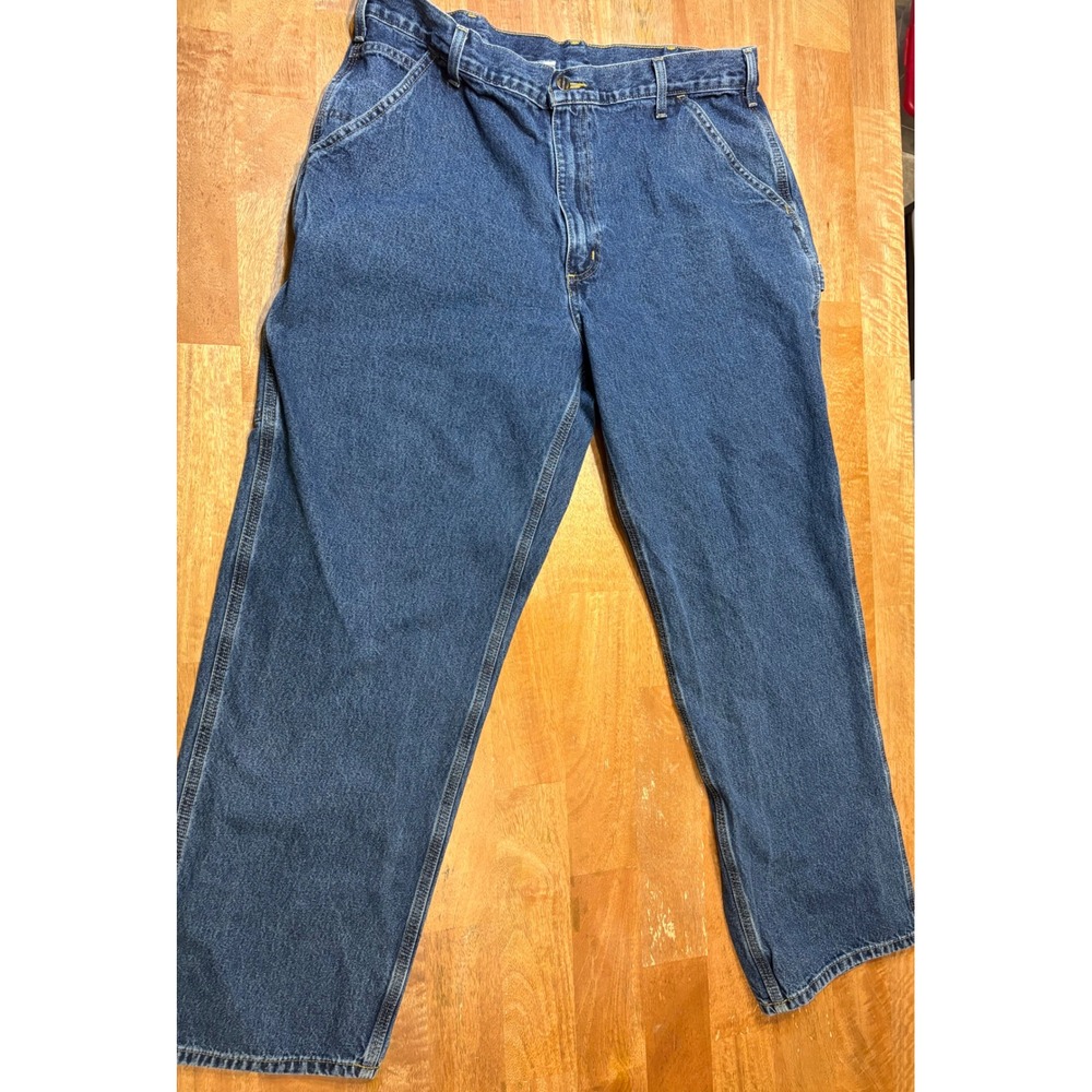 Carhartt Jeans Mens 38x32 B13 DST Dungaree Relaxed Fit 5-Pocket Blue Denim Pants